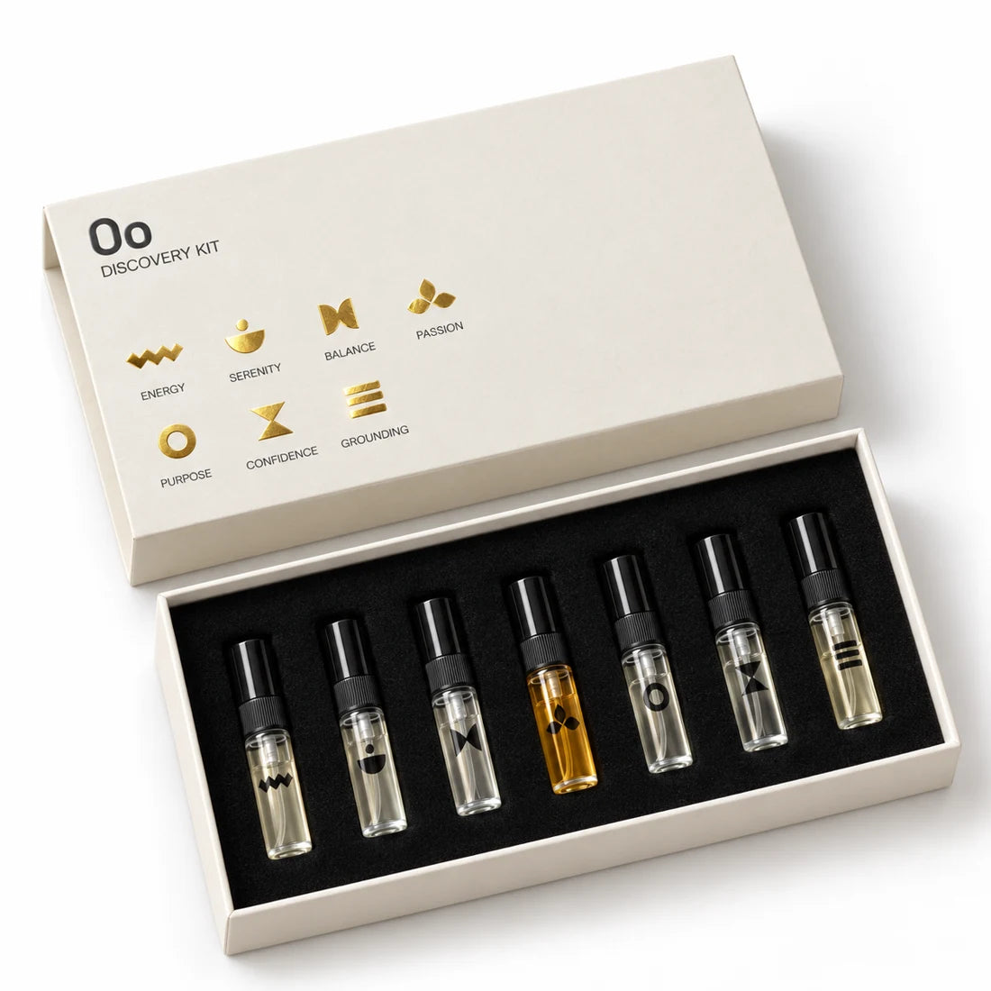 Open Frequency Discovery Set containing all seven 3ml fragrances
